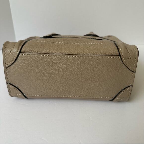 Celine Nano Luggage Handbag in Taupe Grained Leather Authentic - Picture 9 of 14